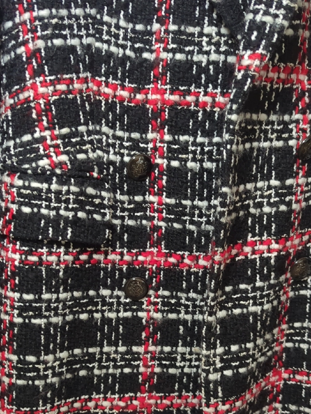 Massimo Dutti Women's Black and Red Plaid Coat - Picture 7 of 13